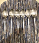 Set of 6 Vintage Gorham Sterling Silver Gold Tip Place Soup Spoons  7"