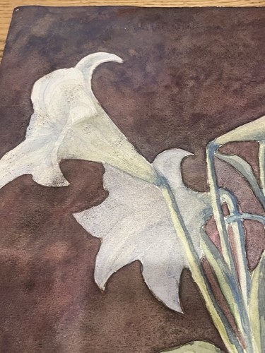 Antique Watercolor Painting on Paper 30s Brazilian Edwiges Jacobusich- Flower - Picture 14 of 17
