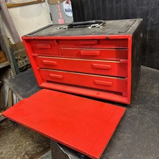 Vintage Wood 5 Drawer Wood Tool Box Size 18in x 8in x 10.5in Free Shipping