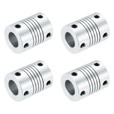 4 Pcs 5mm to 10mm Alloy Shaft Coupling L24.5xD19 for Encoders Silver