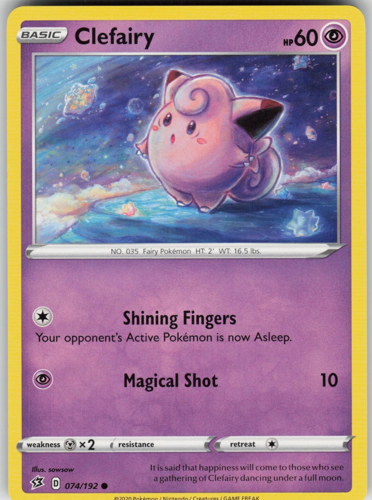 Clefairy 074/192 Rebel Clash Pokemon TCG Near Mint