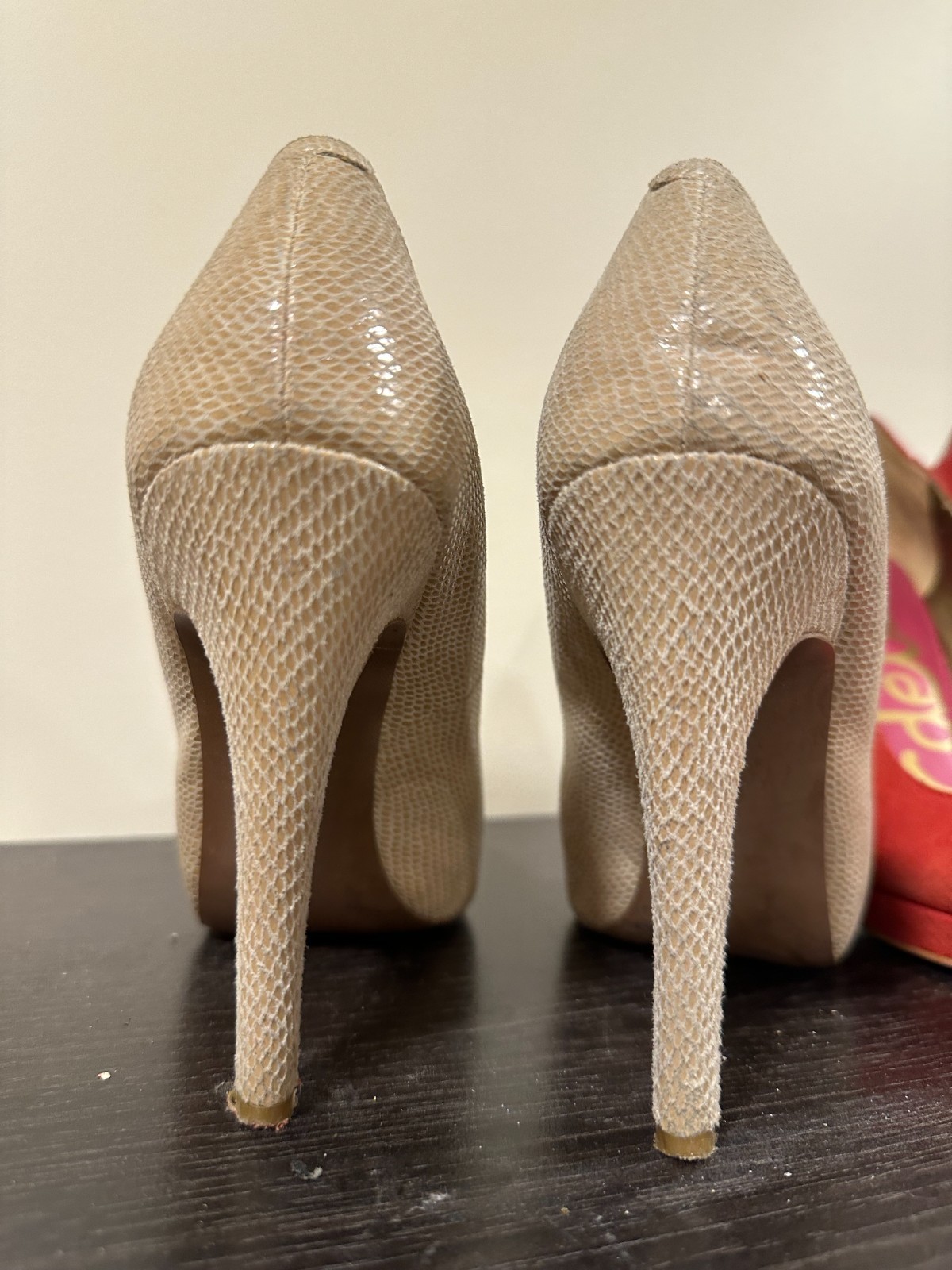 USED - BCBGENERATIONS Beige Platform Snakeskin Te… - image 4