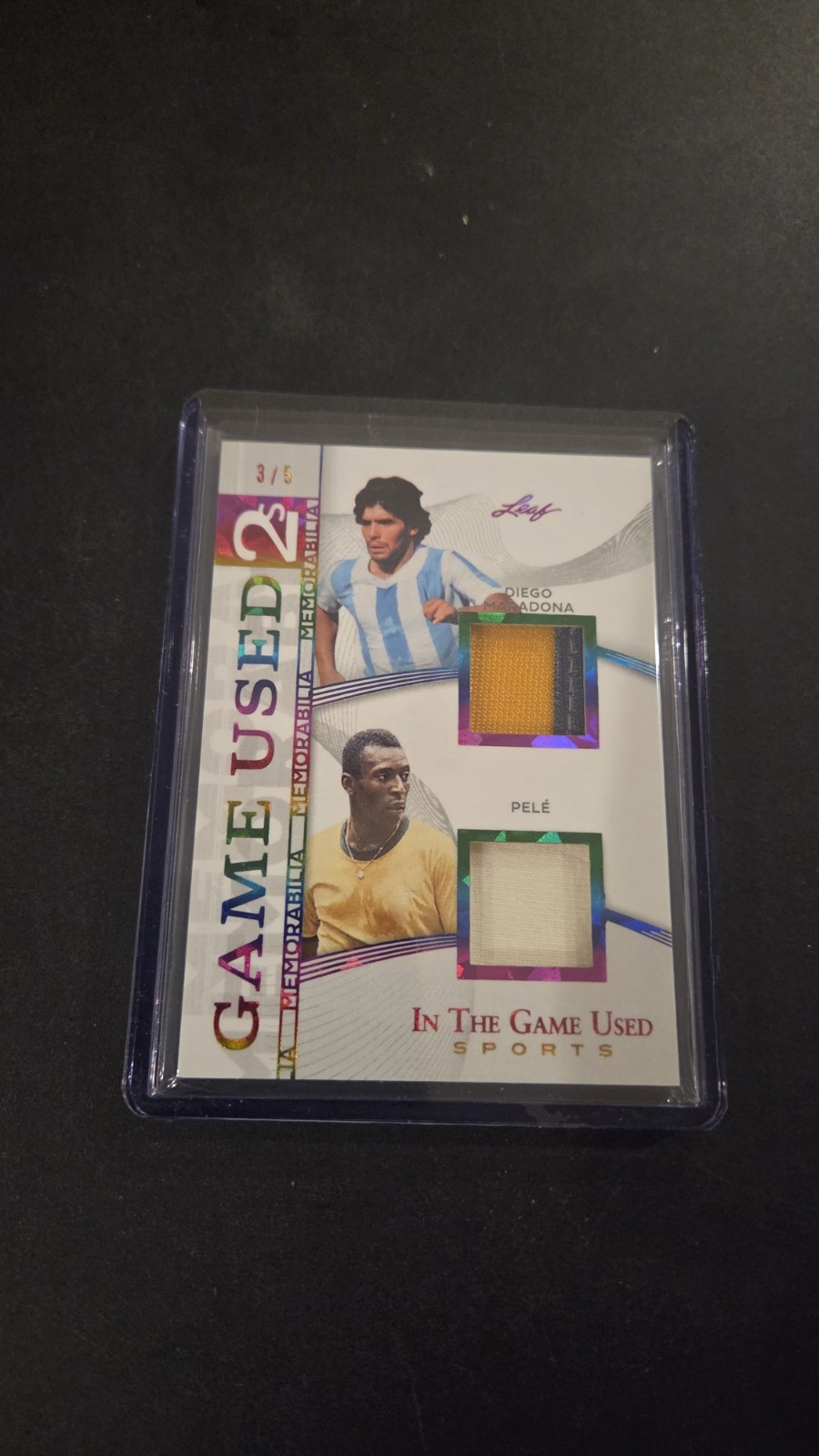 2025 Leaf In The Game Used Diego Maradona & Pele Dual Jersey Patch #3/5  view 3