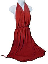 NEW***GUCCI Italy Sz XS halter low back DRESS burgundy wine!!
