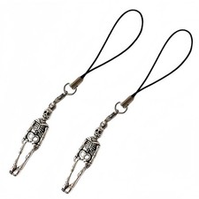 Halloween Goth Charm Lanyard - 3D Skeleton Pendant for Case, , Keys - Spooky ...