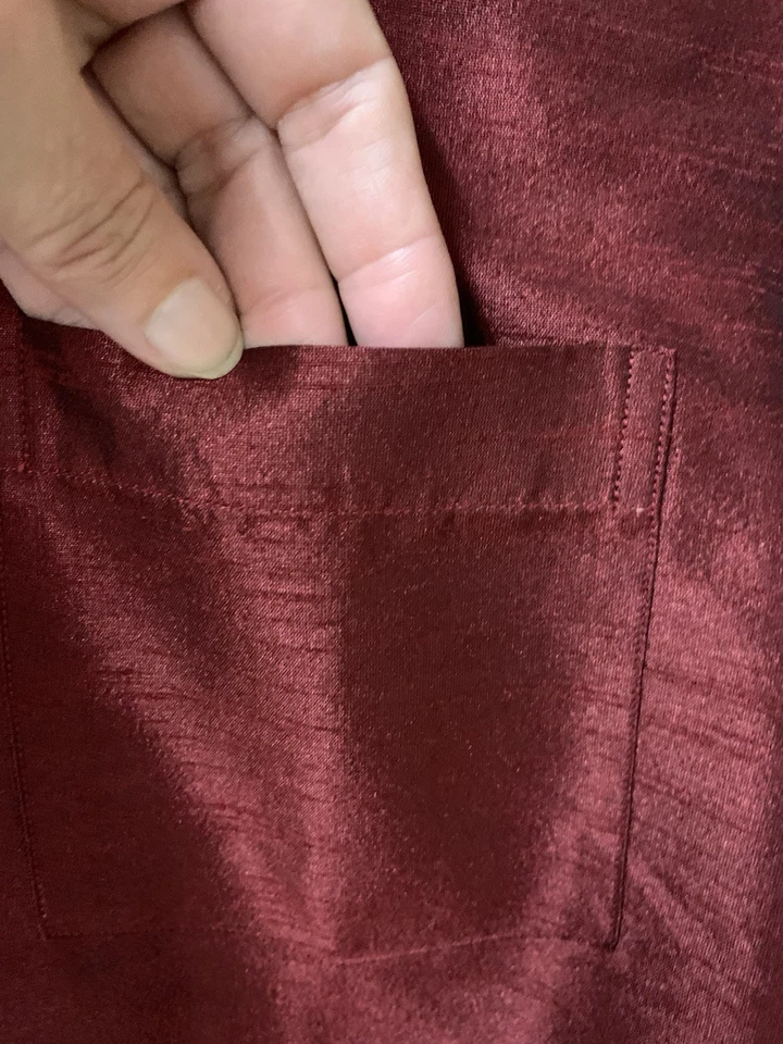 Camisa social Otto masculina manga curta seda ajuste fino botão para baixo casual pequena/36W - Imagem 4 de 4