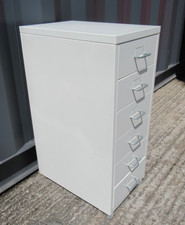 IKEA 6 Drawer Filing Cabinet Unit Tower Home Office Work  Metal White On Wheels