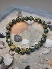 Malachit Armband Edelstein 8 mm Heilstein Perlenarmband Energie Gelb Schwarz