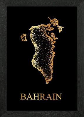 Bahrain Map Framed Wall Art Poster Canvas Print Picture