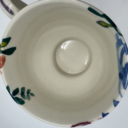 Anthropologie DODI Coffee Mug Peacock Bird Handpainted Decor. Floral Spring 16oz - Picture 8 of 10