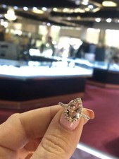 5Ct Pear Cut Peach Morganite Simulated Diamond Halo Ring 14K Rose Gold Plated