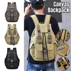 Men Women Retro Canvas Leather Backpack Satchel Rucksack School Bag For Outdoor