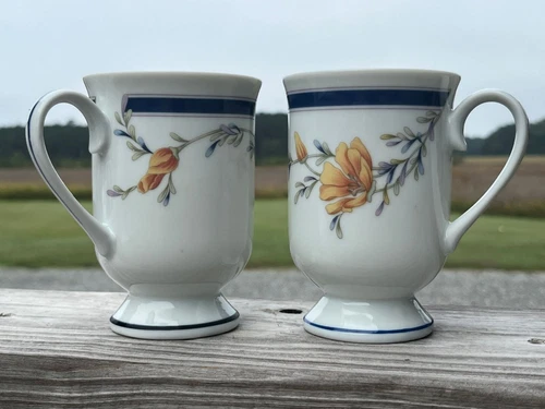 Set of Two (2) Princess House Footed Porcelain Mugs #707,