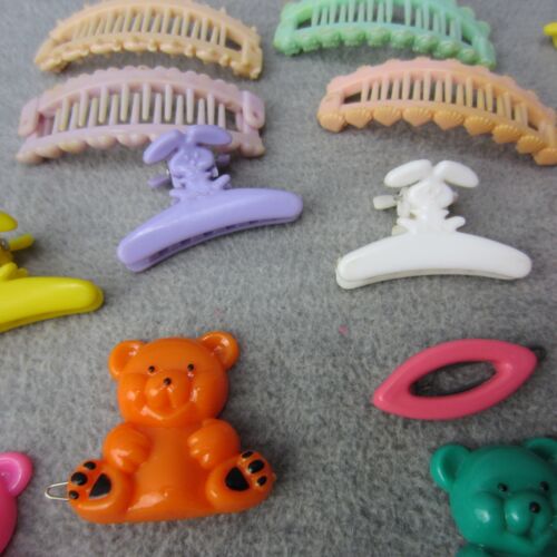 Vintage Child Hair Barrettes Bears Clips Green Bows Banana Clip - Picture 9 of 15