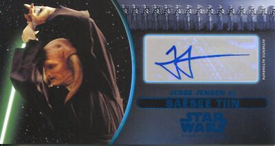 Star Wars Attack Of The Clones 3D Autogrammkarte Jesse Jensen als Saesee Tiin