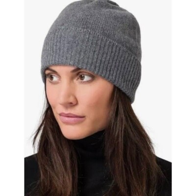 PHENIX CASHMERE KNIT CUFFED BEANIE GRAY NWT $90