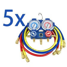 5PC R134a R410a R22 AC A/C Manifold Gauge Set 4FT Colored Hose Air Conditioner