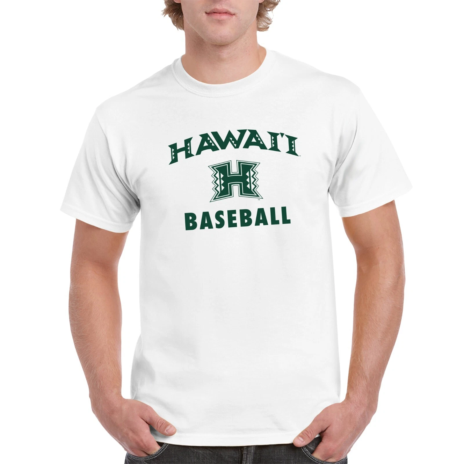 Hawaii Manoa Arch Logo Baseball T-Shirt White