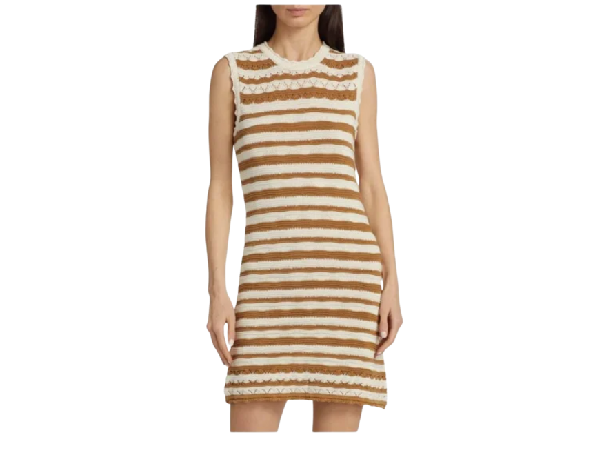 Veronica Beard Templeton Crochet-Knit Striped Minidress Size Medium Veronica Beard Templeton Crochet-Knit Striped Minidress Size Medium