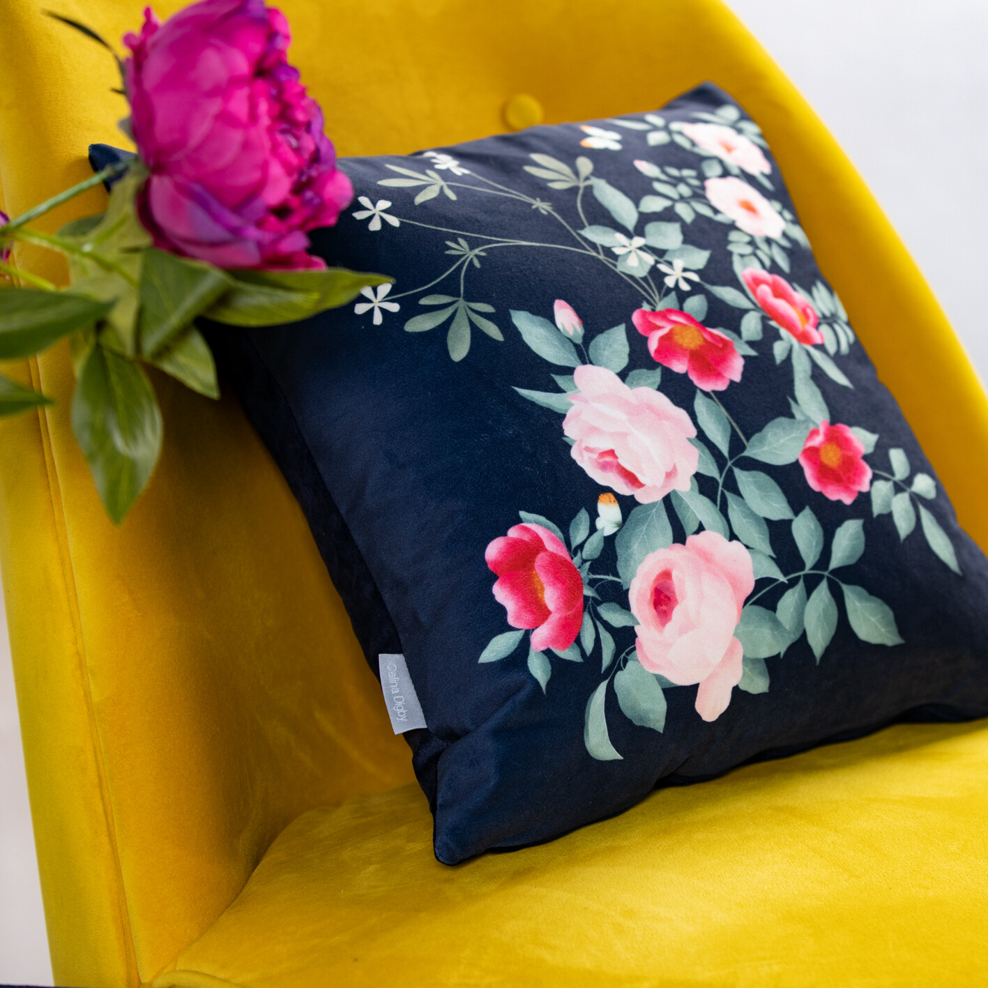 70 OFF RRP Celina Digby Rose Garden Floral Super Soft Velvet Cushion