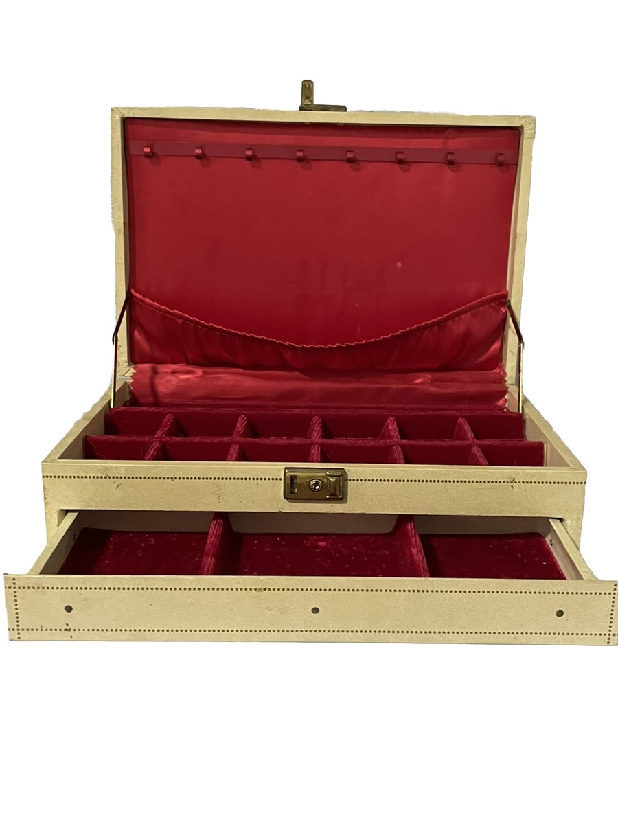 Vintage Mele Ladies Dresser Jewelry Box Red two tiers 12.5