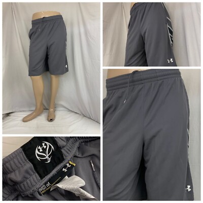 Under Armour Shorts M Gray Basketball Pockets Drawstring YGI N2-110
