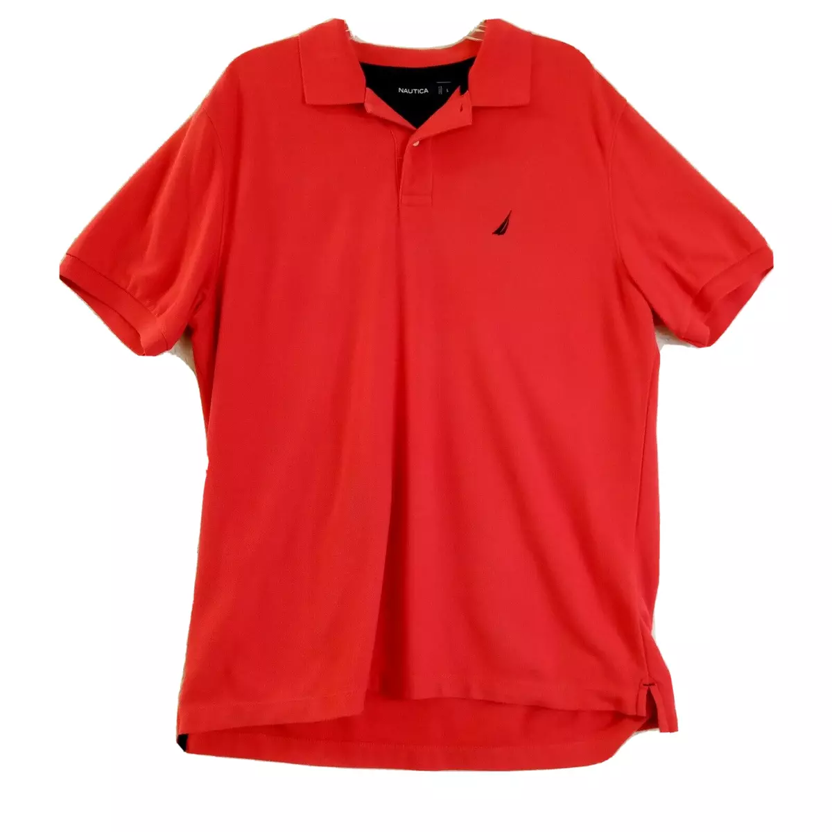 Nautica Polo Shirt Mens Large Short Sleeve Classic Fit Logo Red