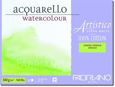 Extra White Artistic Block 23X30.5 Cm 300 Gr Coarse Grain 20 Sheets | Fabriano