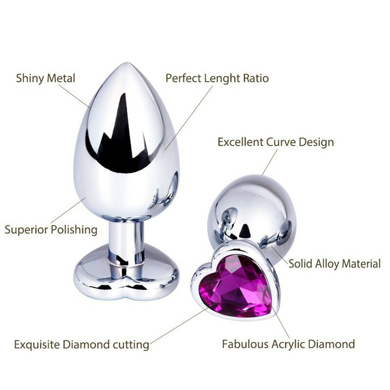 Anal Butt Plug HEART Colored STAINLESS S/M/L ButtPlug SET Sex Toy Beads  Dildo