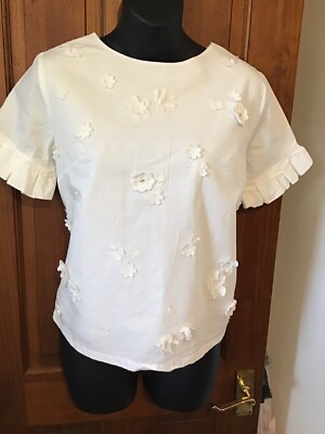 WHITE DESIGNER TOP AUTOGRAMM 13-14 Jahre NIE GETRAGEN 3D Daisy
