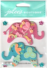 Jolee's Boutique 3D Stickers STITCHED ELEPHANTS ZOO Theme 95670 Fast FREE Ship!
