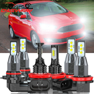 FOR Ford C-Max 2013-2017 6x 6000K LED Full Front Headlight Hi/Lo+Fog Light Bulbs
