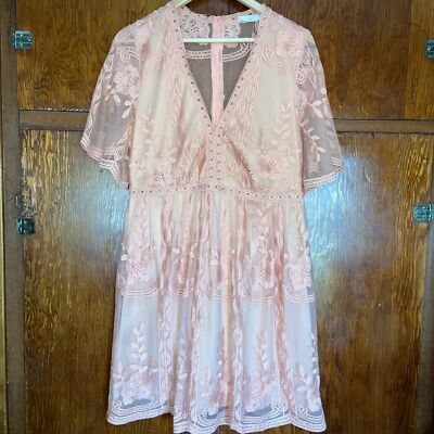 knee length dresses for ladies Blush Pink Lace Wedding Dresses Boho Style – loveangeldress