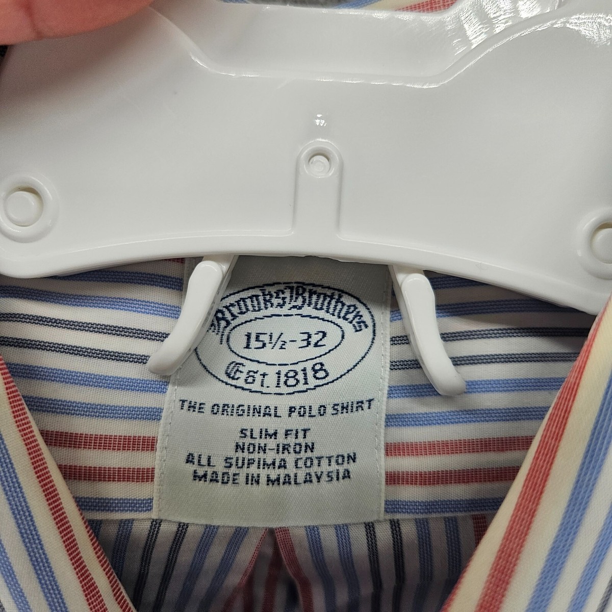 Brooks Brothers 1818 Men's Long Sleeve Shirt 15.5-32 Blue Orange