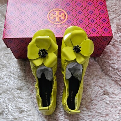 Tory Burch Flower Ballet Cloud Patent Leaf Green Lightweight Size 7 (New) $348