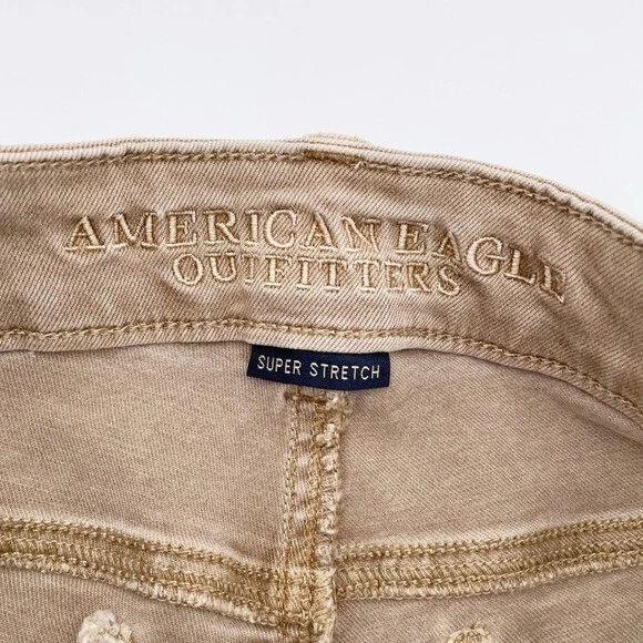 Pantalones Cortos American Eagle Outfitters Súper Elásticos Sarga X Midi Caqui Tostado Talla 6 Foto 3 de 4