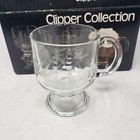 Javit Crystal Clipper Collection Coffee Mugs Etched Schooner Tall Ships Set of 4