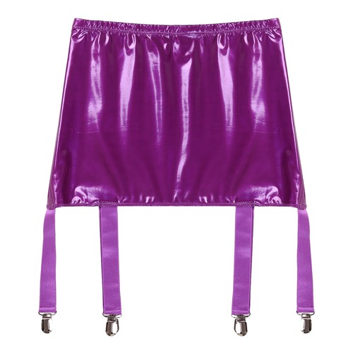 Damen Strumpfgürtel Wetlook Strumpfhalter Glänzend Strapse 6-Metallclips Dessous - Bild 38 von 53