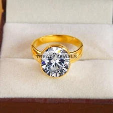 Moissanite Oval Cut With 925 Sterling Silver Gold Plated Ring For Men's #B271