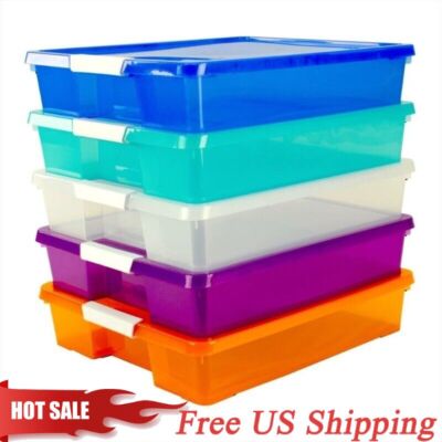 Storex 12x12 Stack & Store Box, Assorted Colors, Case of 5,USA Fast
