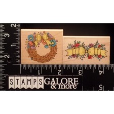 Hero Arts Rubber Stamps LOT 2 GRAPEVINE WREATH FLORAL BOW WILD FLOWERS 2318