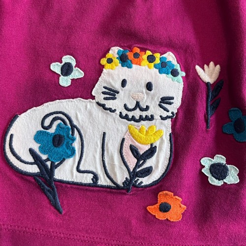 Hanna Andersson Girls Fuschia Kitty Cat Skater Dress US Size 5 / 110 cm - Picture 3 of 6