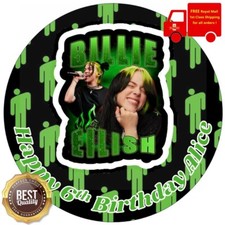 Billie Eilish | Personalised Edible Cake Topper on Icing Sheet or Wafer Card