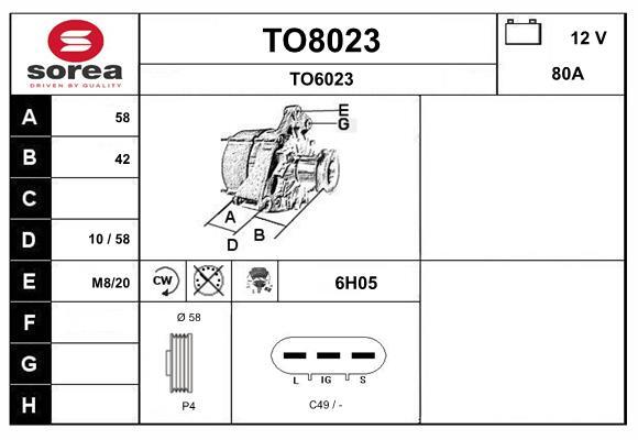 Alternateur SNRA TO8023 pour Toyota Corolla Compact 12V 70A