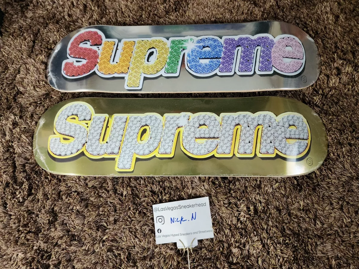 Supreme Bling Box Logo Skateboard Deck Set of 2 Platinum Gold SS22 Brand  New DS