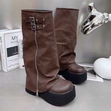British Boots Women 2024 New Winter Plush Short Pants Boots Brown Stacking Boots
