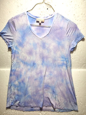 Philosophy Top Women Large White Tie Dye Tank Blouse T-Shirt V Neck