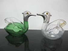 VICTORIAN Cornelius Saunders & Francis Shepherd DUCK Sterling Glass Decanter Set