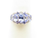 Accent Cluster Ring Size 8 Sterling Silver Tanzanite & Diamond