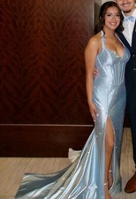 size 4, Sherri Hill 57617 in light Blue.
